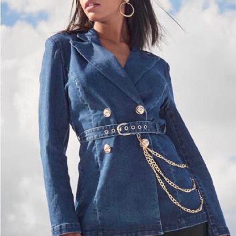 NWT - Women’s Gold Chain Denim Jacket / Clothing / Coat